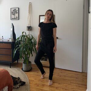 Black Short Sleeve Jumpsuit